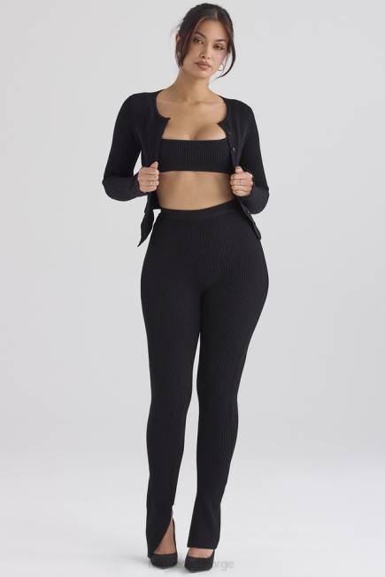 klær mitzi svarte ribbestrikkede leggings House of CB J6RL876