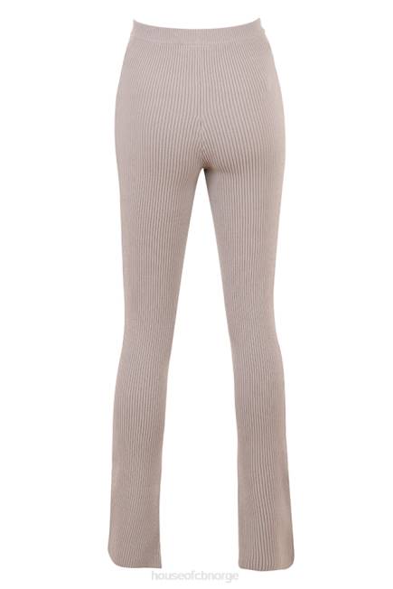 klær mitzi taupe ribbestrikkede leggings House of CB J6RL877