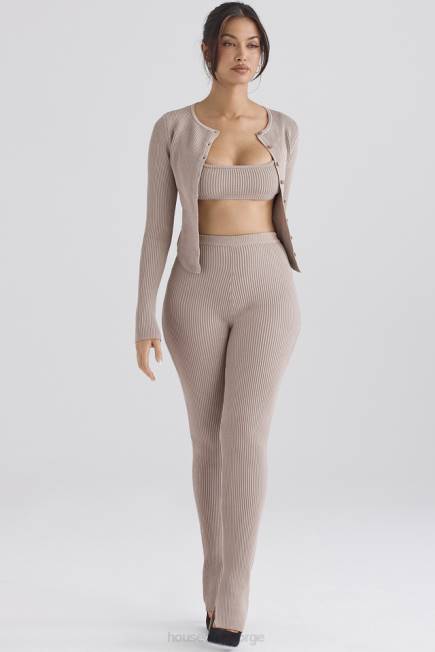 klær mitzi taupe ribbestrikkede leggings House of CB J6RL877