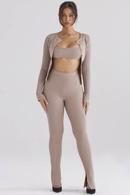 klær mitzi taupe ribbestrikkede leggings House of CB J6RL877