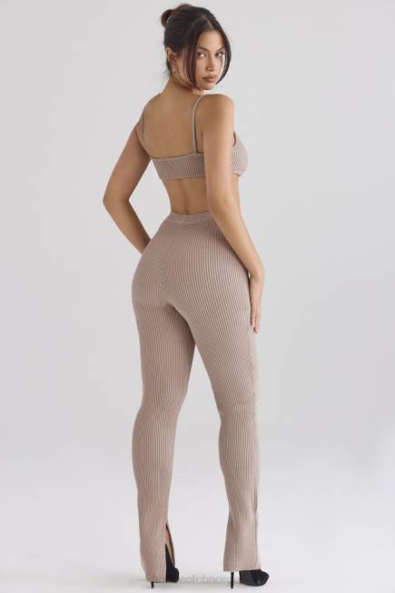 klær mitzi taupe ribbestrikkede leggings House of CB J6RL877