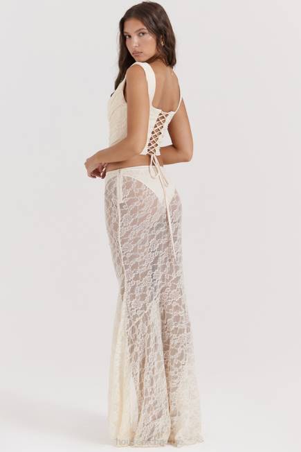 klær Therese vintage krem ​​blonder maxi skjørt House of CB J6RL841