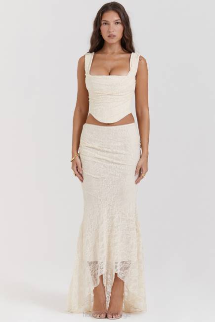 klær Therese vintage krem ​​blonder maxi skjørt House of CB J6RL841