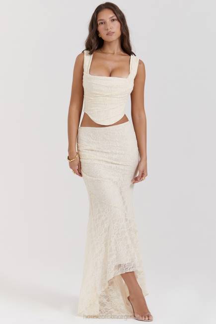 klær Therese vintage krem ​​blonder maxi skjørt House of CB J6RL841