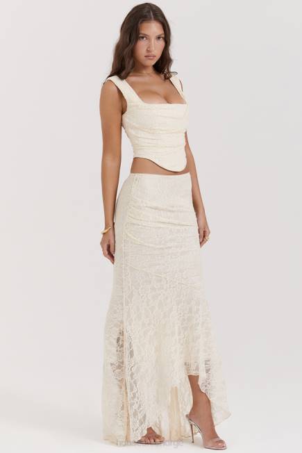 klær Therese vintage krem ​​blonder maxi skjørt House of CB J6RL841