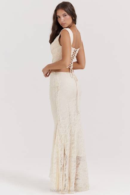 klær Therese vintage krem ​​blonder maxi skjørt House of CB J6RL841