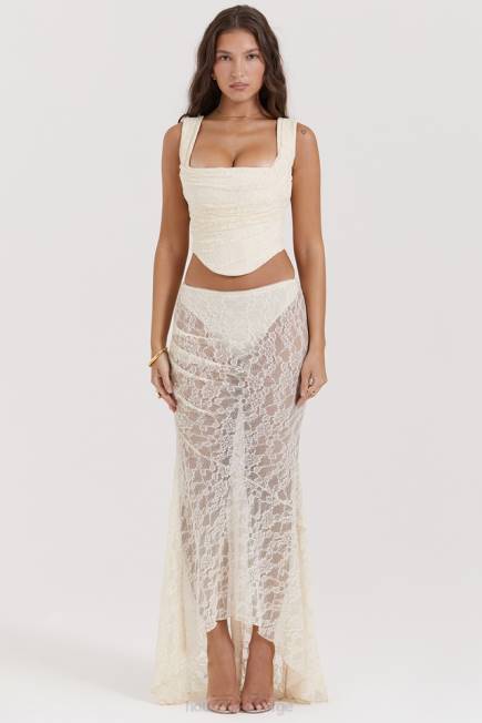 klær Therese vintage krem ​​blonder maxi skjørt House of CB J6RL841