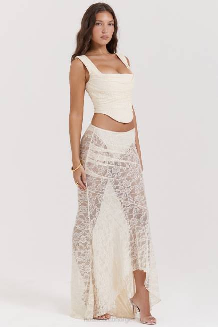klær Therese vintage krem ​​blonder maxi skjørt House of CB J6RL841