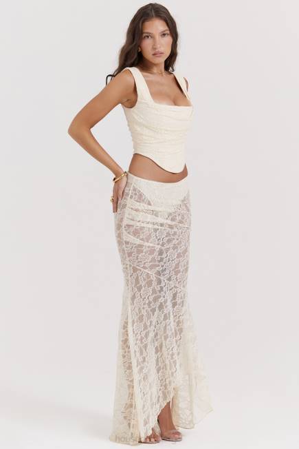 klær Therese vintage krem ​​blonder maxi skjørt House of CB J6RL841