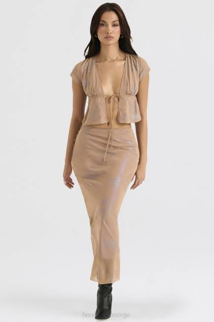 klær dyana shimmer cafe au lait bias cut maxi skjørt House of CB J6RL890