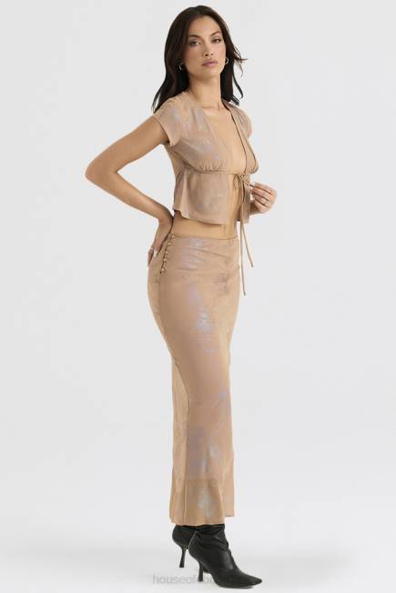klær dyana shimmer cafe au lait bias cut maxi skjørt House of CB J6RL890