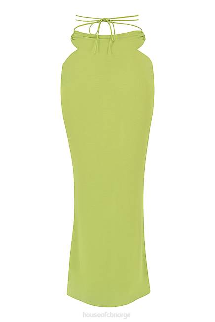 klær madeline limegrønt georgette maxi skjørt House of CB J6RL955