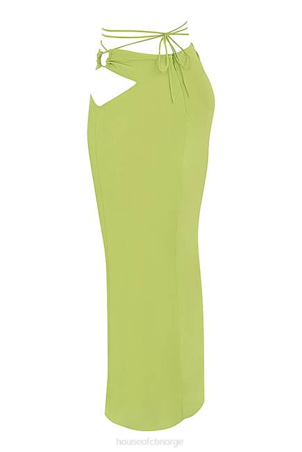 klær madeline limegrønt georgette maxi skjørt House of CB J6RL955