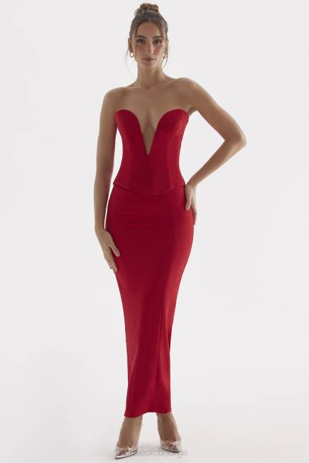klær nayara red rose maxi skjørt House of CB J6RL875