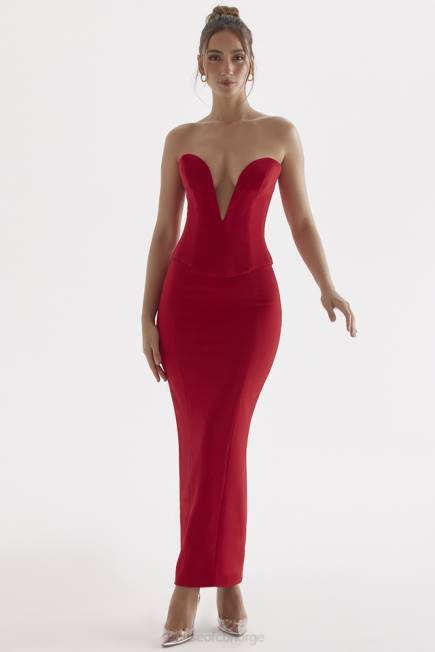 klær nayara red rose maxi skjørt House of CB J6RL875