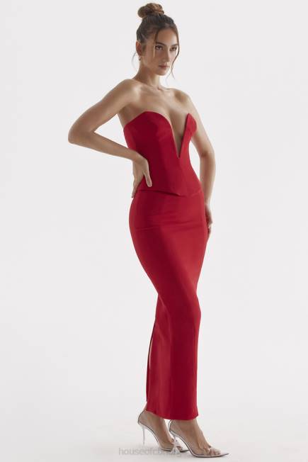klær nayara red rose maxi skjørt House of CB J6RL875