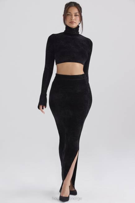 klær rene svart chenille maxi skjørt House of CB J6RL879