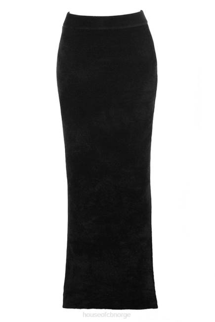 klær rene svart chenille maxi skjørt House of CB J6RL879