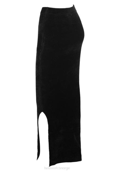 klær rene svart chenille maxi skjørt House of CB J6RL879