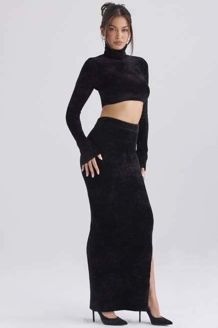 klær rene svart chenille maxi skjørt House of CB J6RL879
