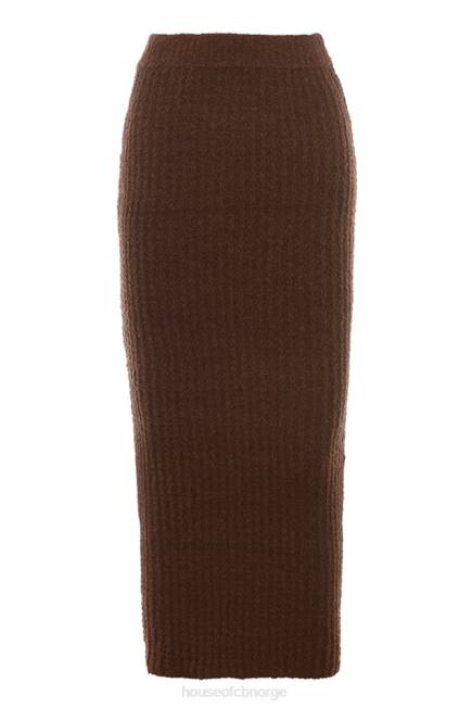 klær sloane sjokolade myk bomull boucle maxi skjørt House of CB J6RL829