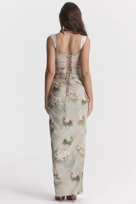 klær vesper vintage floral maxi skjørt House of CB J6RL869