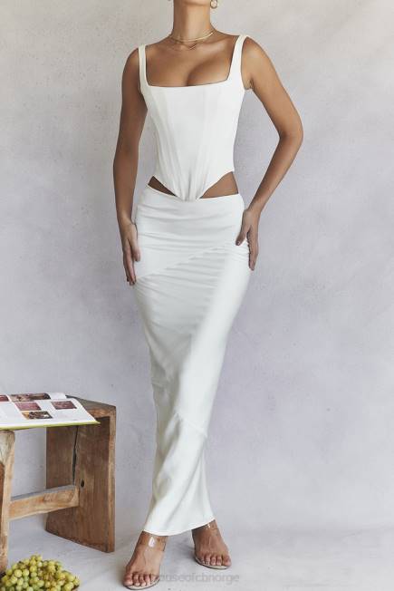 klær colette ivory sateng skjevskåret midiskjørt House of CB J6RL911