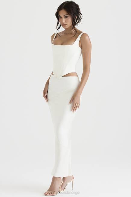 klær colette ivory sateng skjevskåret midiskjørt House of CB J6RL911