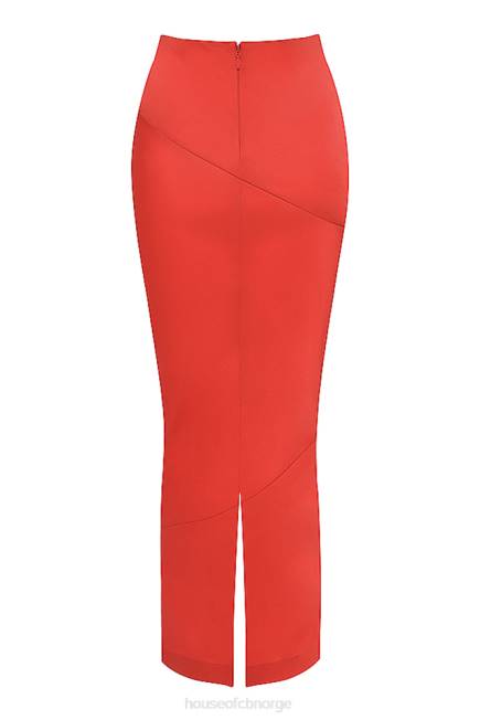 klær colette scarlet sateng midiskjørt med lav midje House of CB J6RL943