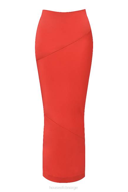 klær colette scarlet sateng midiskjørt med lav midje House of CB J6RL943