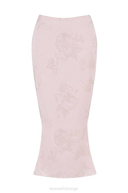 klær luisette rosa metallisk blomstret midiskjørt i sateng House of CB J6RL892