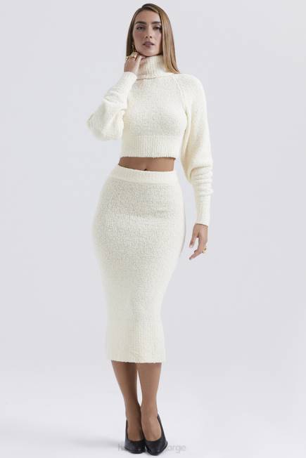 klær mishka krem ​​mykt boucle strikket midiskjørt House of CB J6RL831