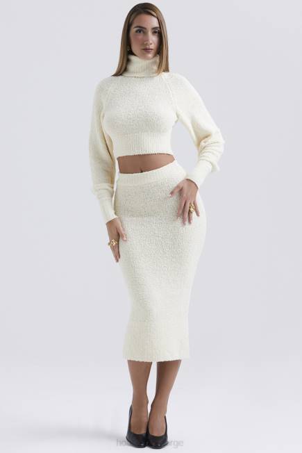klær mishka krem ​​mykt boucle strikket midiskjørt House of CB J6RL831