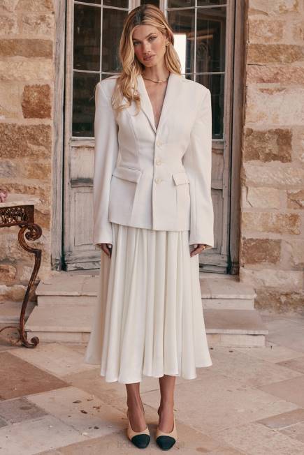 klær suzette ivory rynket midiskjørt House of CB J6RL839