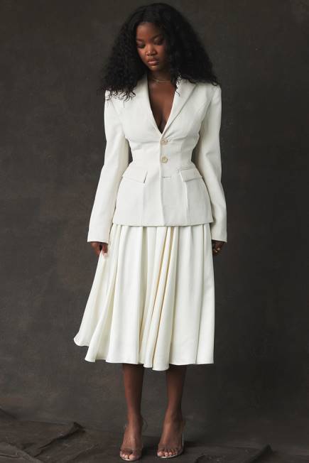 klær suzette ivory rynket midiskjørt House of CB J6RL839