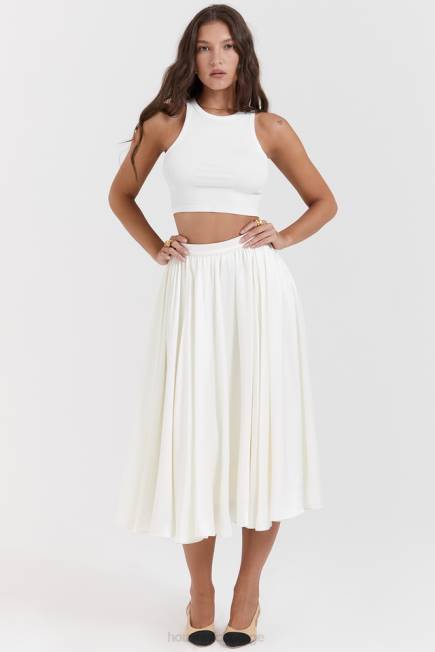 klær suzette ivory rynket midiskjørt House of CB J6RL839