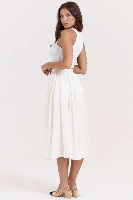 klær suzette ivory rynket midiskjørt House of CB J6RL839