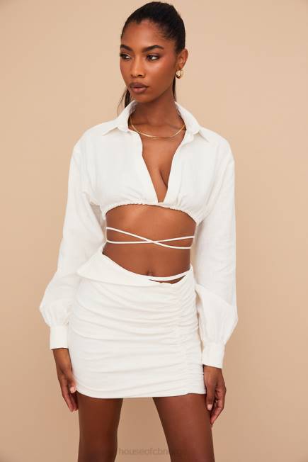 klær emmy off white miniskjørt med brettet midje House of CB J6RL962