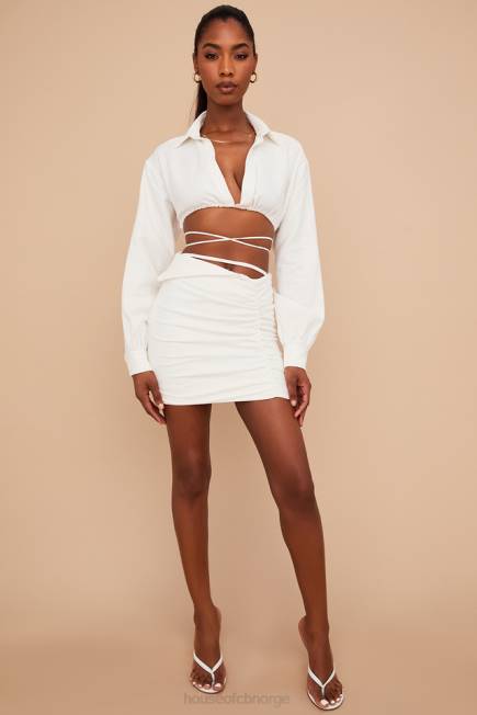 klær emmy off white miniskjørt med brettet midje House of CB J6RL962