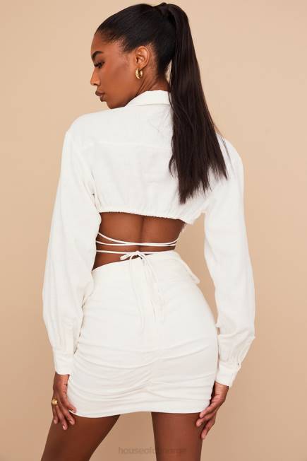 klær emmy off white miniskjørt med brettet midje House of CB J6RL962