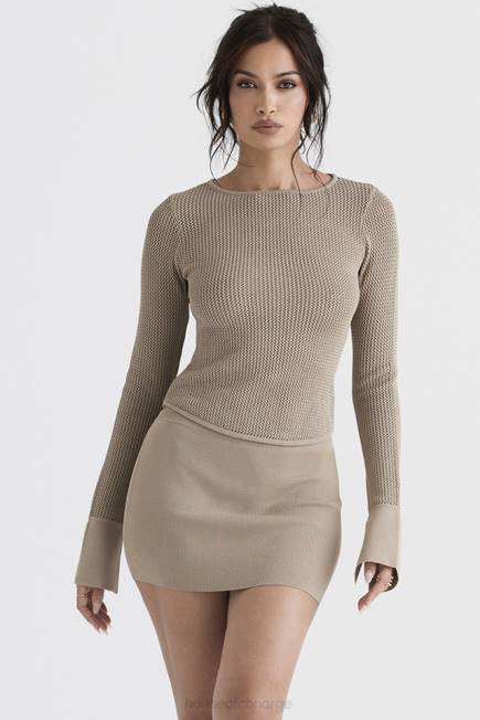 klær mariella taupe strikket miniskjørt House of CB J6RL905