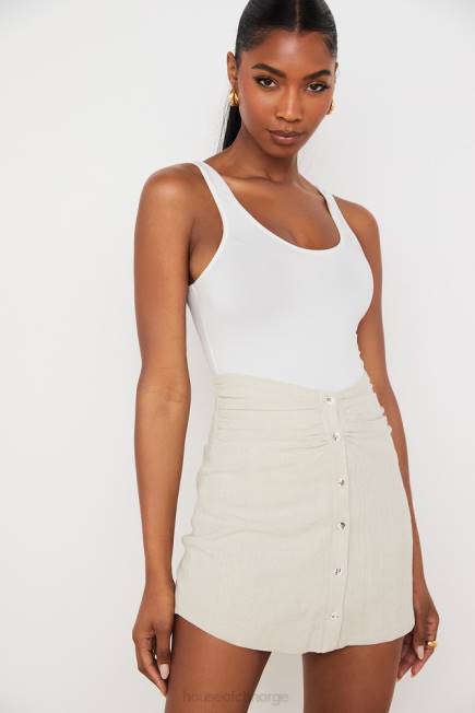 klær tayo beige lin rynket midje miniskjørt House of CB J6RL970