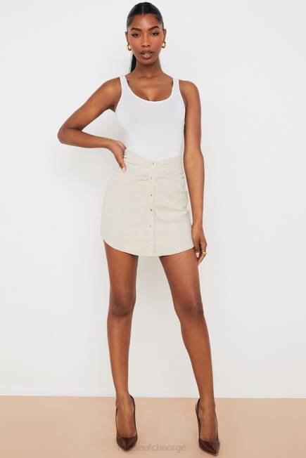 klær tayo beige lin rynket midje miniskjørt House of CB J6RL970