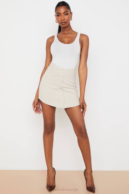 klær tayo beige lin rynket midje miniskjørt House of CB J6RL970
