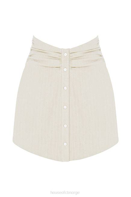 klær tayo beige lin rynket midje miniskjørt House of CB J6RL970