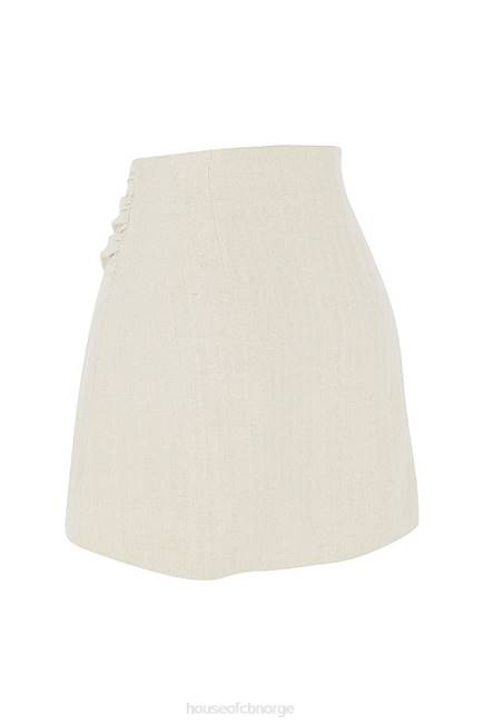 klær tayo beige lin rynket midje miniskjørt House of CB J6RL970