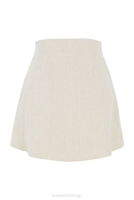 klær tayo beige lin rynket midje miniskjørt House of CB J6RL970