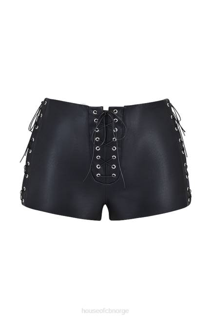 klær azora svarte veganske mini-shorts i skinn House of CB J6RL868