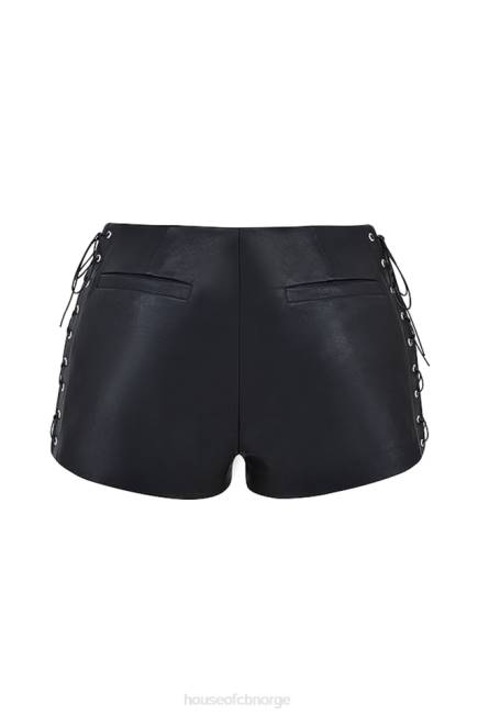 klær azora svarte veganske mini-shorts i skinn House of CB J6RL868