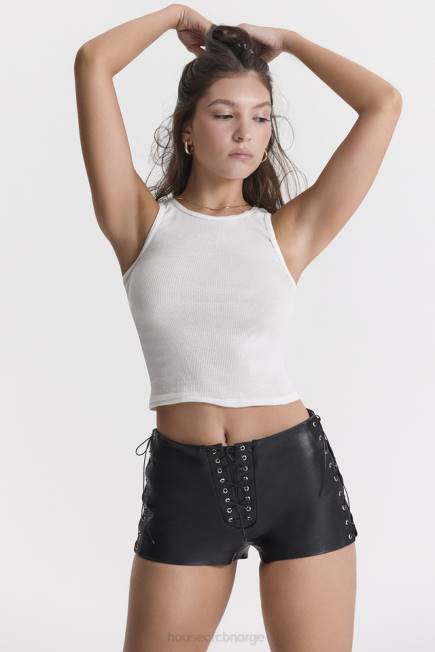 klær azora svarte veganske mini-shorts i skinn House of CB J6RL868